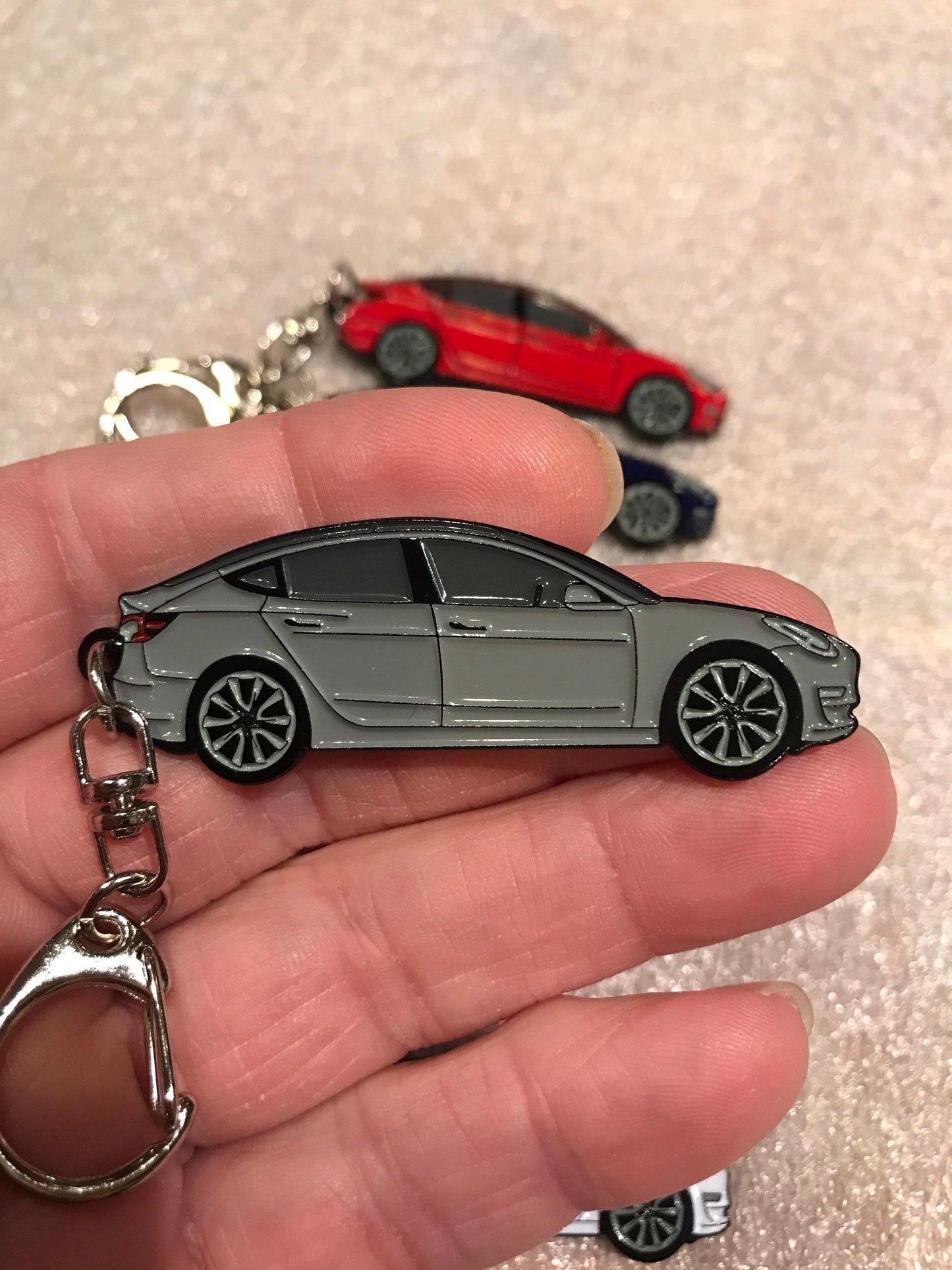 Tesla Model 3 & Model Y Enamel on Metal Keychains in 5 colors