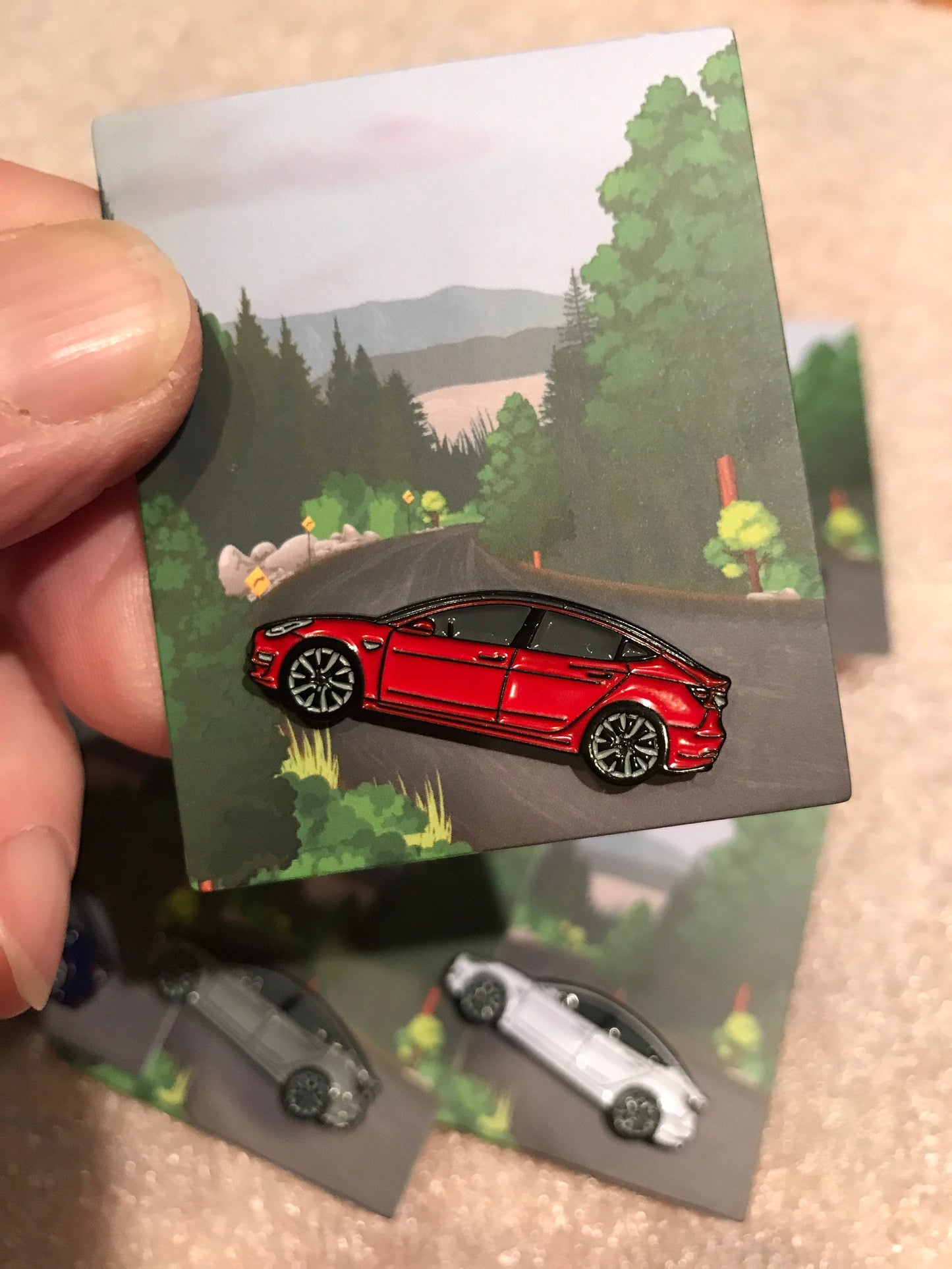 Pins for Tesla Model 3 Enamel on Metal PinBadges in 5 colors