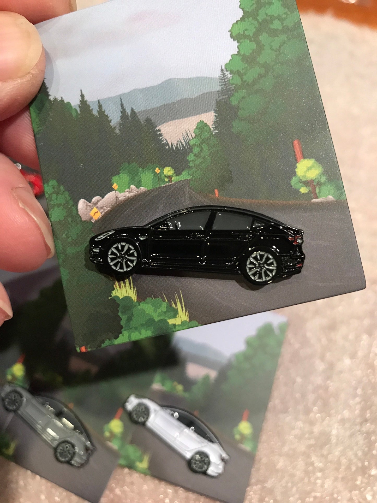 Pins for Tesla Model 3 Enamel on Metal PinBadges in 5 colors