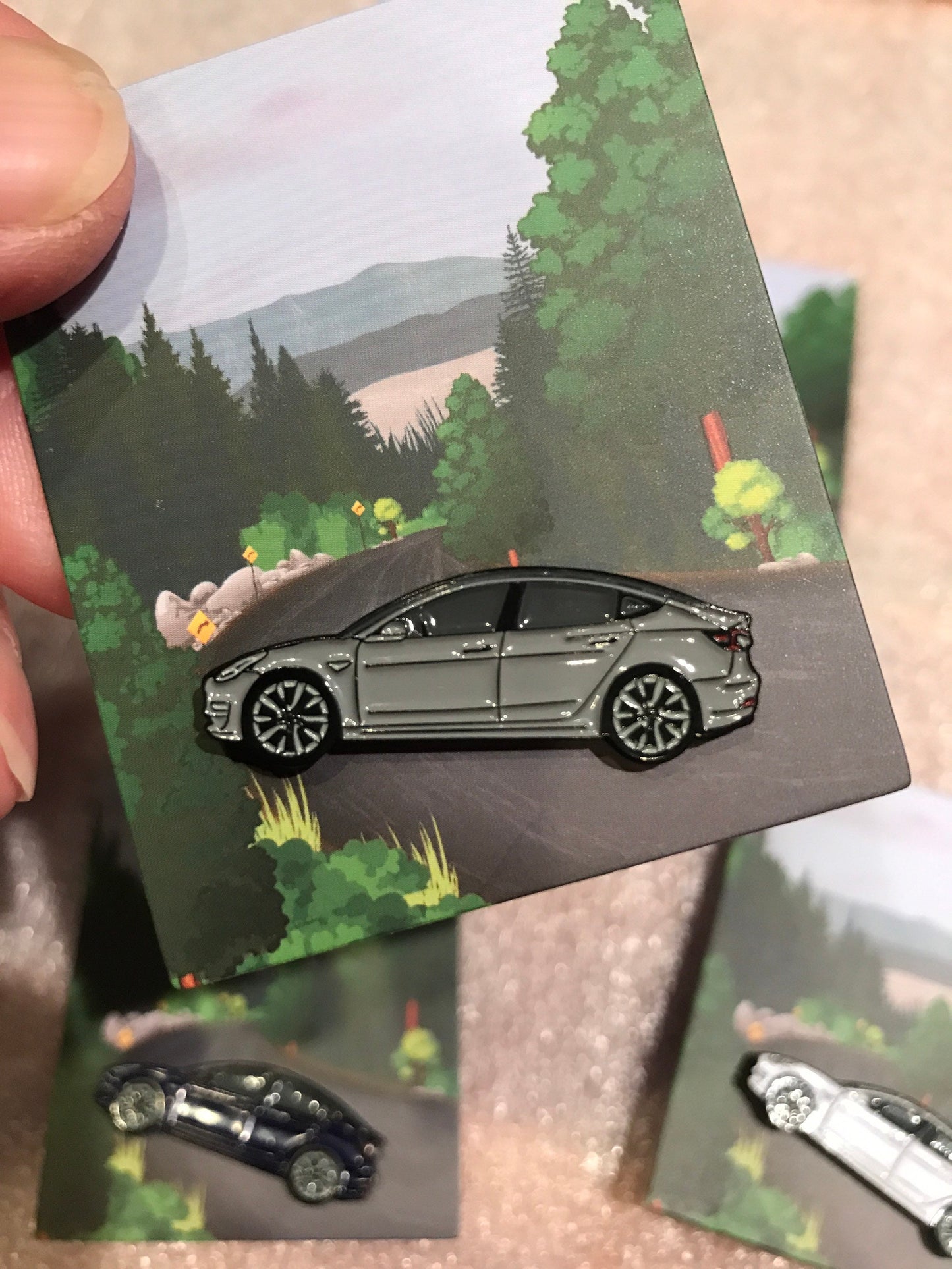 Pins for Tesla Model 3 Enamel on Metal PinBadges in 5 colors