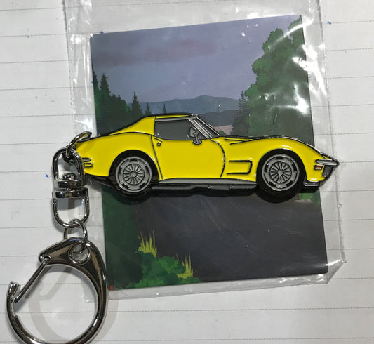 C3 #Corvette Baked Enamel Keychains GOLD/YELLOW #Stingray #Coupe