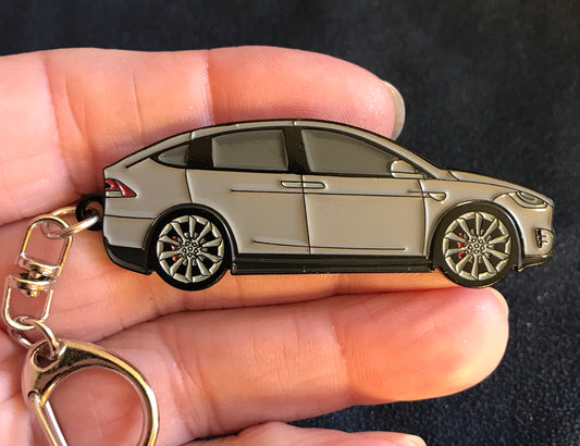Tesla Model X Enamel on Metal Keychains in 5 colors