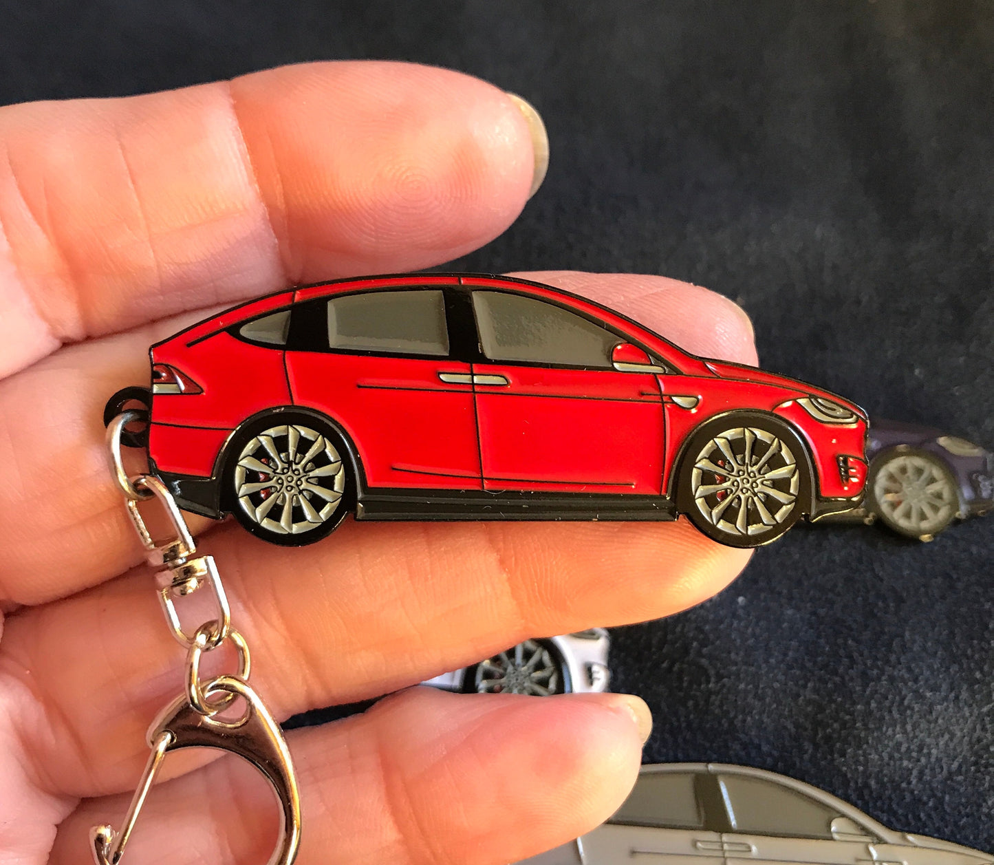 Tesla Model X Enamel on Metal Keychains in 5 colors