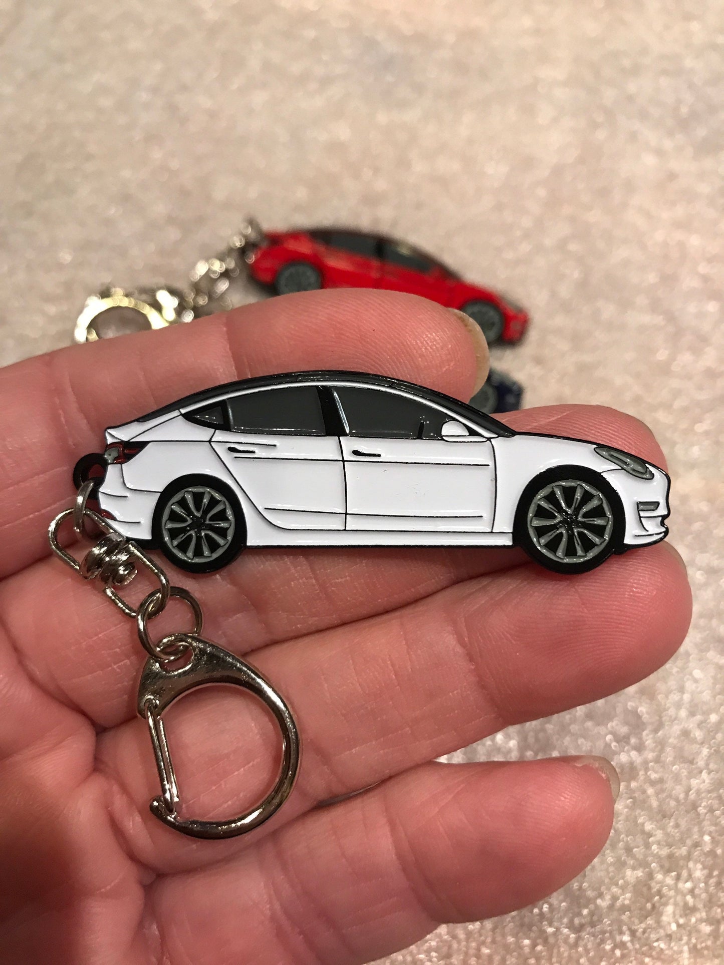 Tesla Model 3 & Model Y Enamel on Metal Keychains in 5 colors