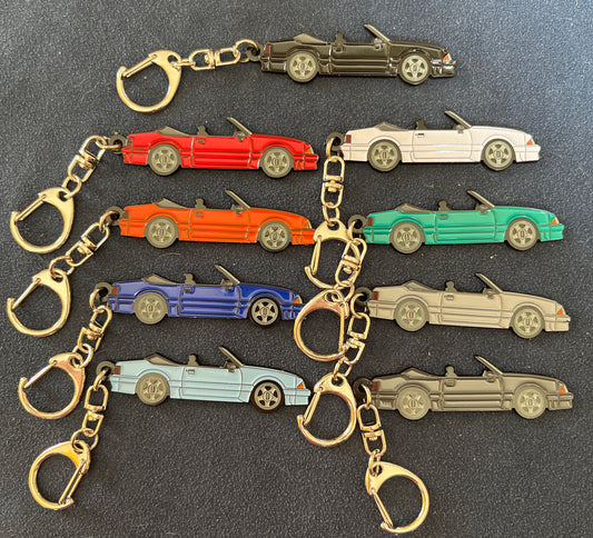 Ford Mustang CONVERTIBLE Fox Body  Enamel on Metal Keychains, great gift for the Fox Body enthusiast!