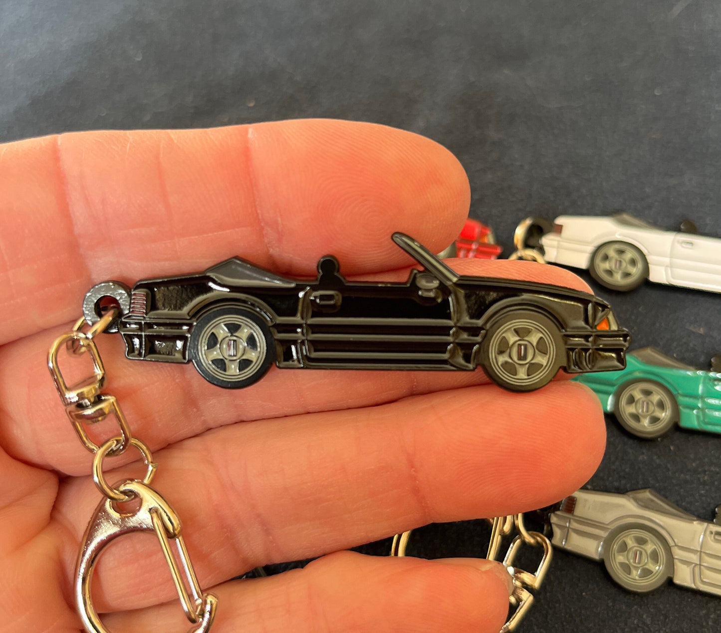 Ford Mustang CONVERTIBLE Fox Body  Enamel on Metal Keychains, great gift for the Fox Body enthusiast!