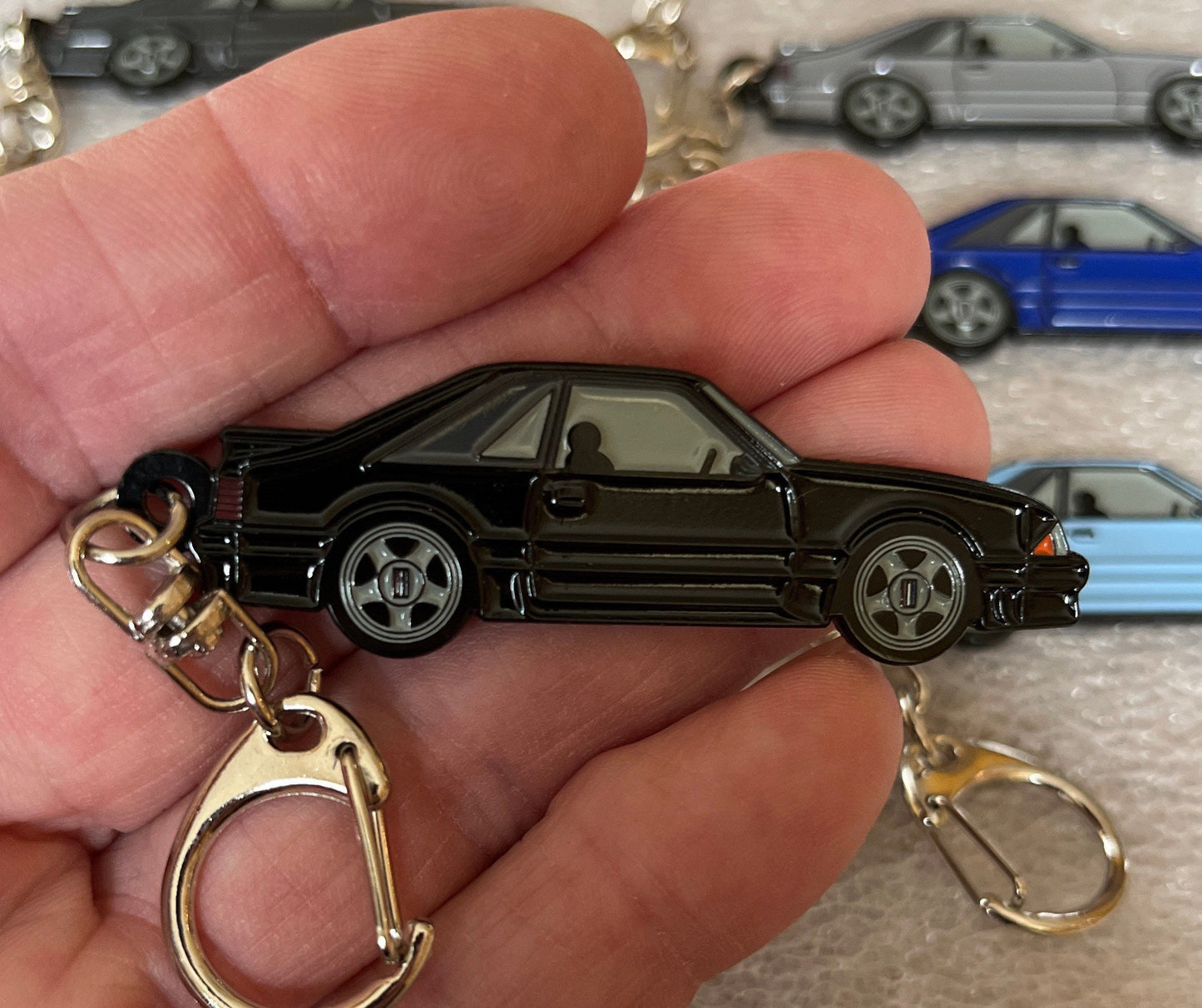 Ford Mustang HATCHBACK Fox Body  Enamel on Metal Keychains available in 9 colors