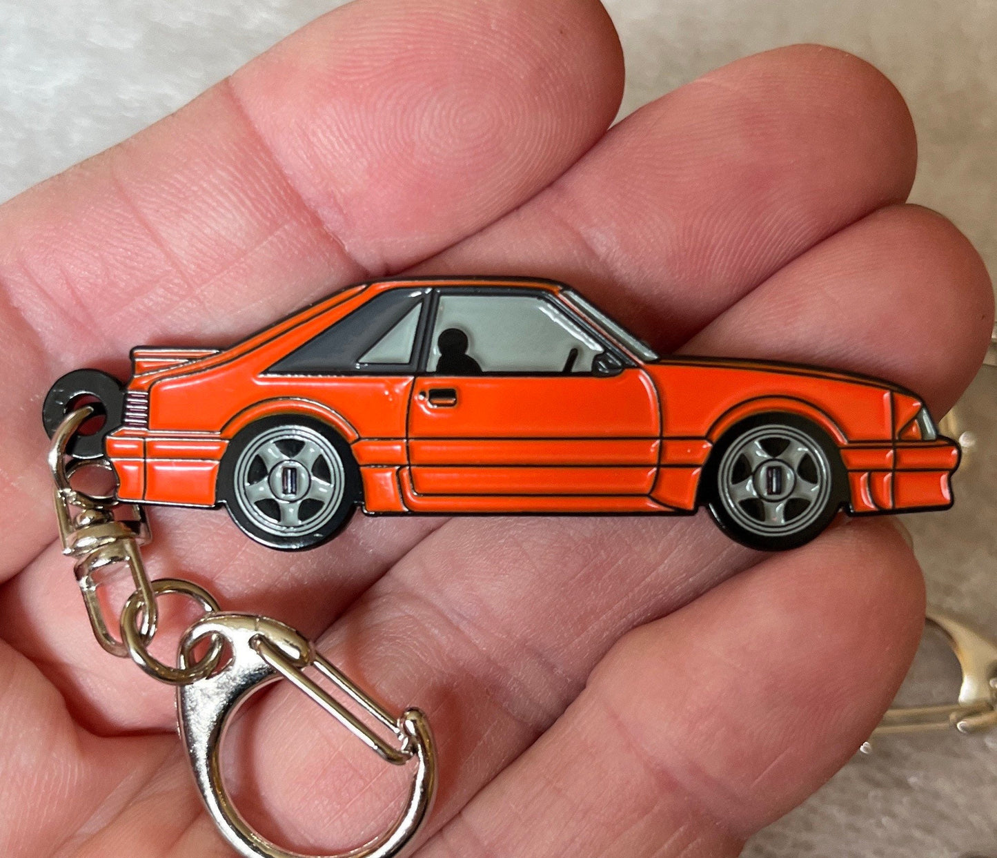 Ford Mustang HATCHBACK Fox Body  Enamel on Metal Keychains available in 9 colors