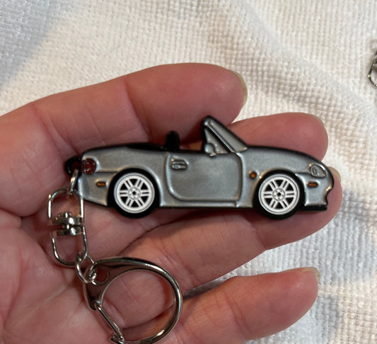 Mazda Miata NB MX5 Key Chain SILVER Baked Enamel Search Car enamel keychain accessory