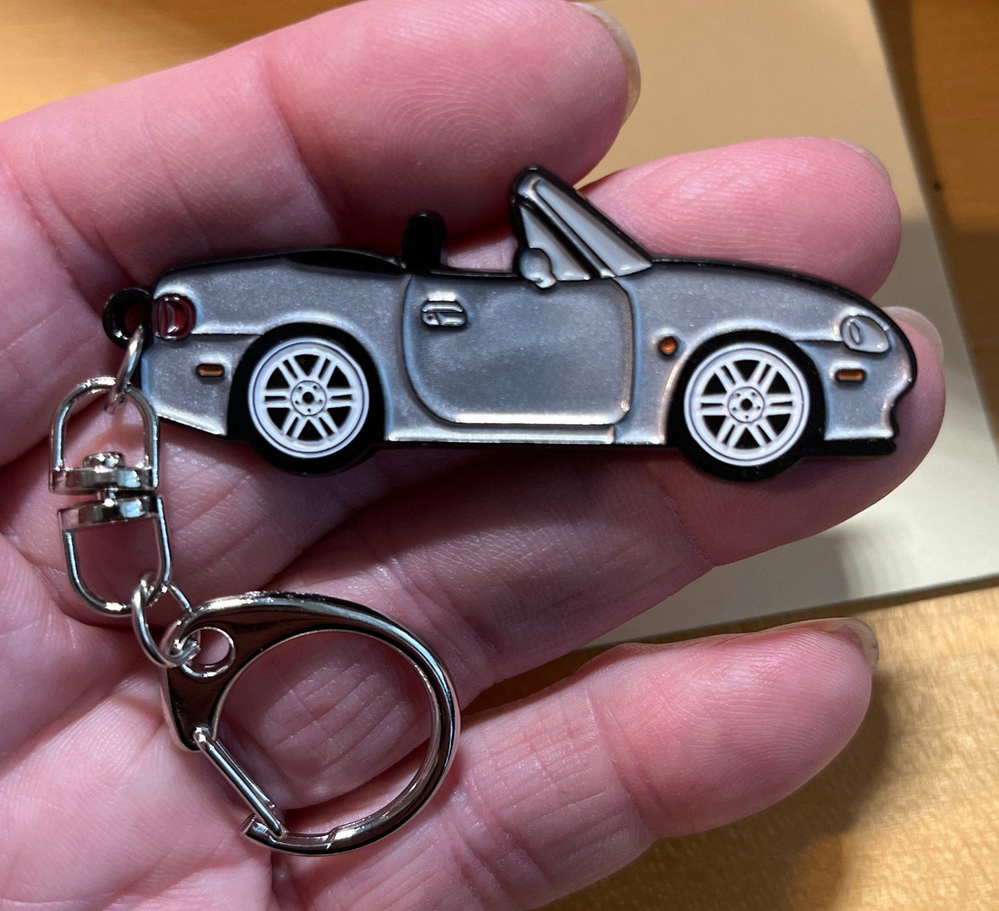 Mazda Miata NB MX5 Key Chain SILVER Baked Enamel Search Car enamel keychain accessory