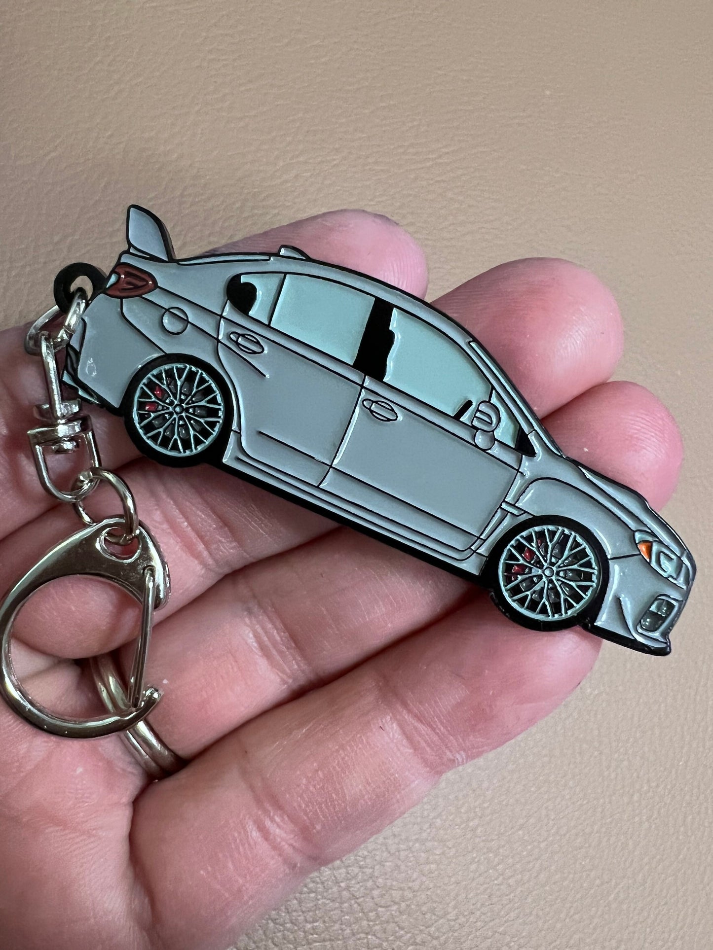 Enamel on Metal Keychains FOR Subaru WRX Sti sedan 2019, great gift for Subie enthusiast!