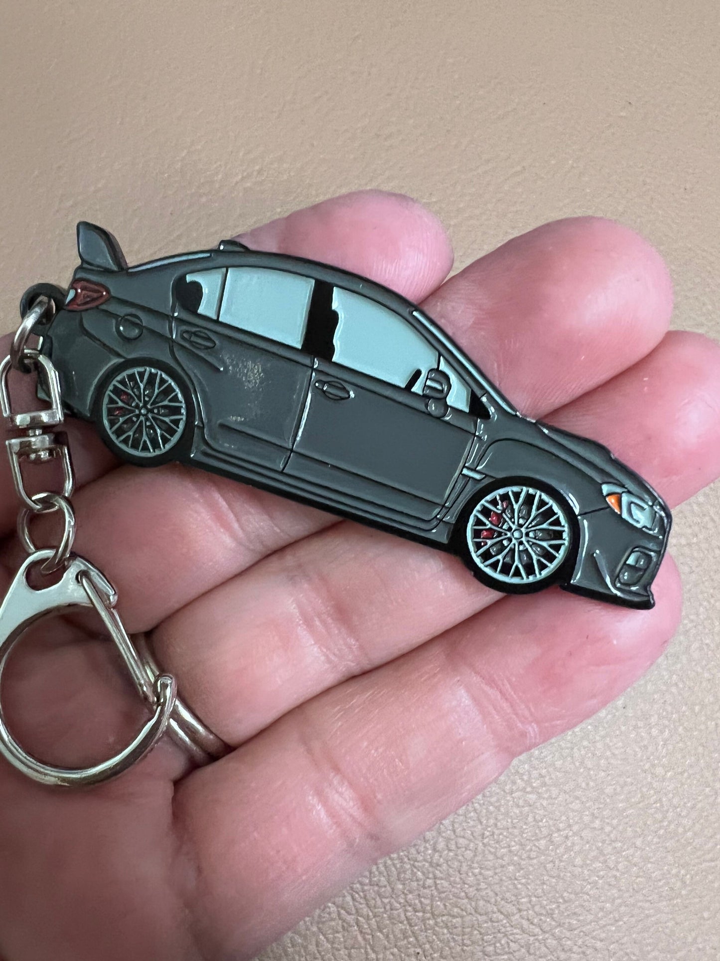 Enamel on Metal Keychains FOR Subaru WRX Sti sedan 2019, great gift for Subie enthusiast!