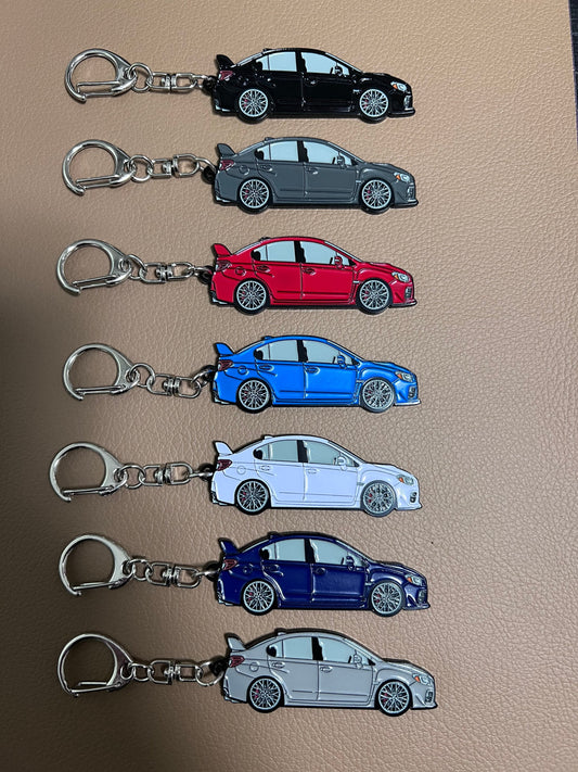 Enamel on Metal Keychains FOR Subaru WRX Sti sedan 2019, great gift for Subie enthusiast!
