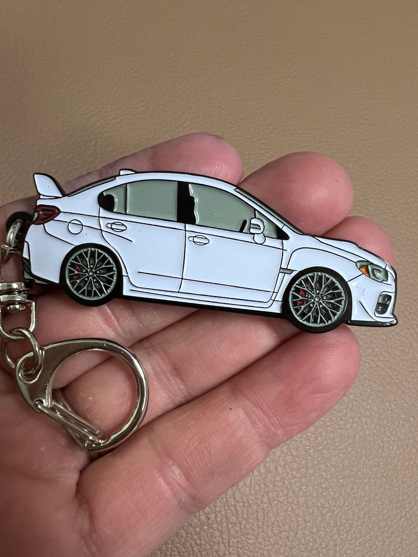 Enamel on Metal Keychains FOR Subaru WRX Sti sedan 2019, great gift for Subie enthusiast!