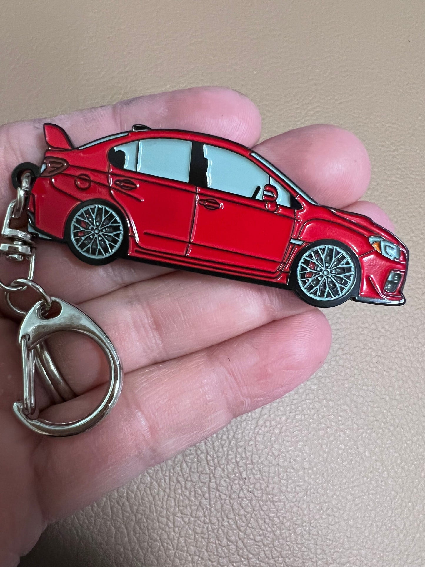 Enamel on Metal Keychains FOR Subaru WRX Sti sedan 2019, great gift for Subie enthusiast!